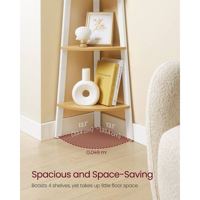 4-Tier Bookcase Storage Rack with Steel Frame Ideal Use for Plant Stand or Display Shelf - 13.1"D x 13.1"W x 49.2"H
