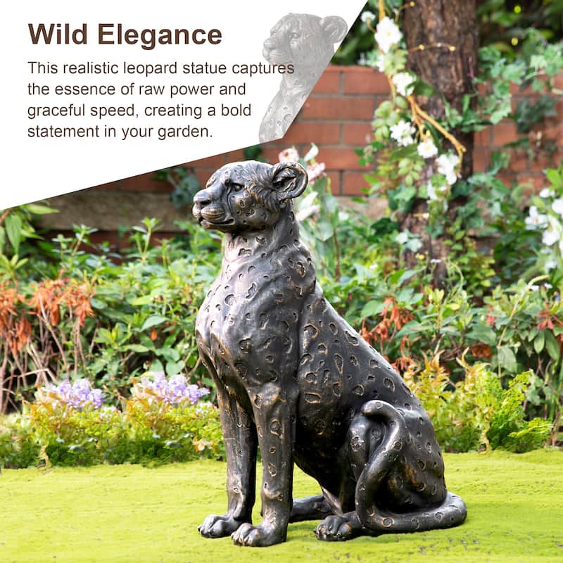 Glitzhome 23.25''H MGO Bronze Leopard Statue