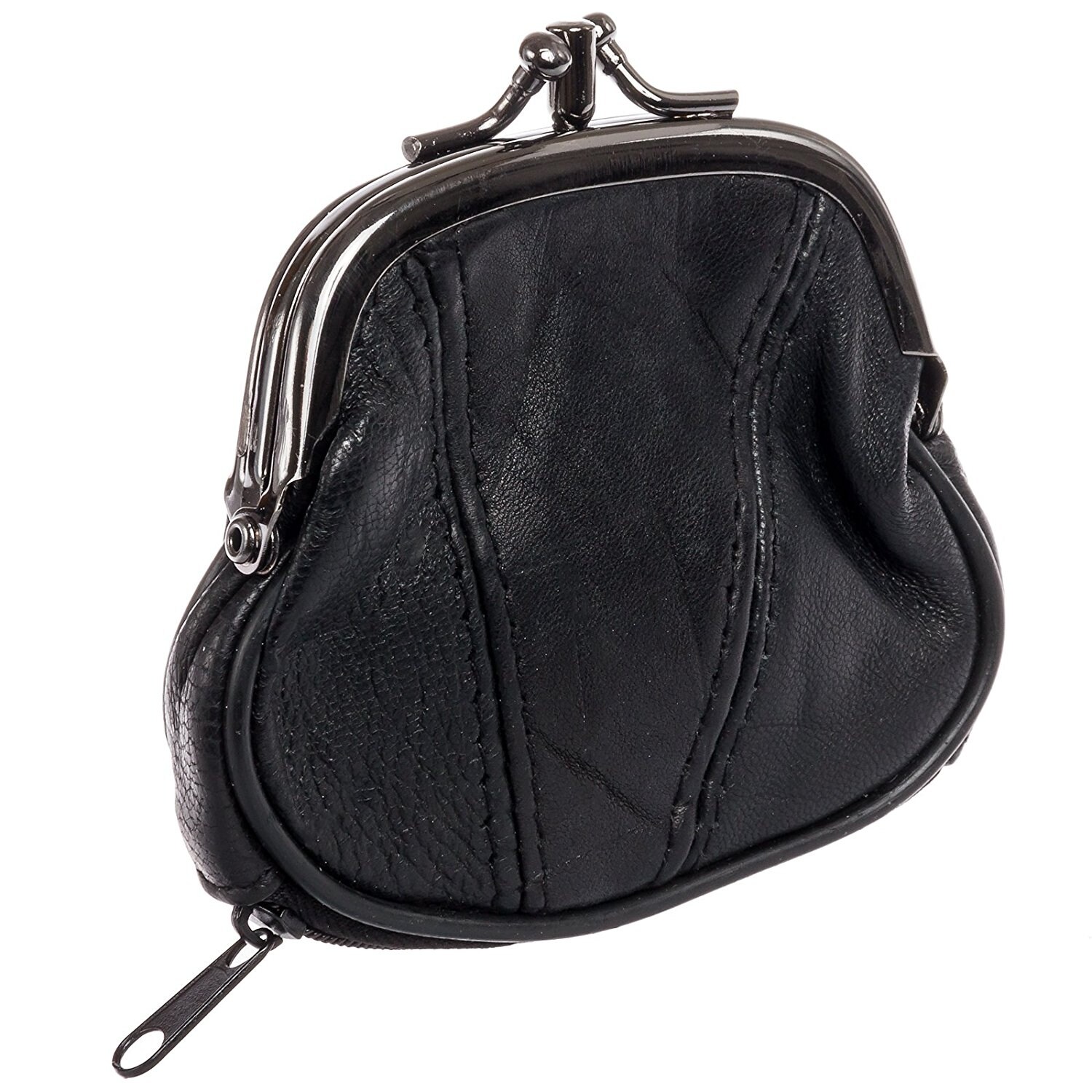 leather kiss lock coin purse