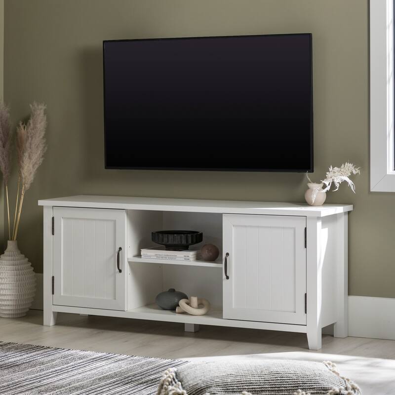 Multifunctional Classic Grooved-Door TV Stand Spacious Storage Space