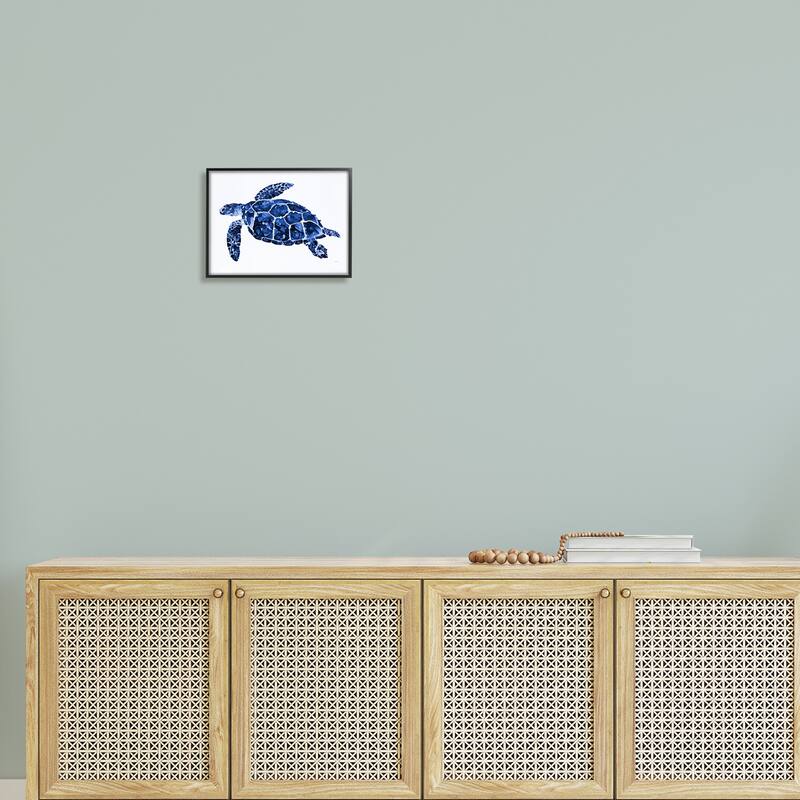 Stupell Blue Speckled Sea Turtle Marine Animal Illustration Framed Wall Art, Design by Patti Mann