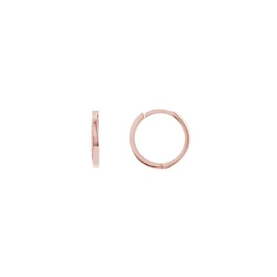 Curata 14k Rose Gold 14.25mm Square Tube Hinged Hoop Earrings