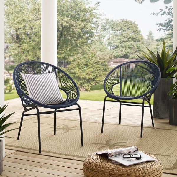 Corvus Sarcelles Woven Wicker Indoor Outdoor Chairs Set Of 2 Overstock 17805619