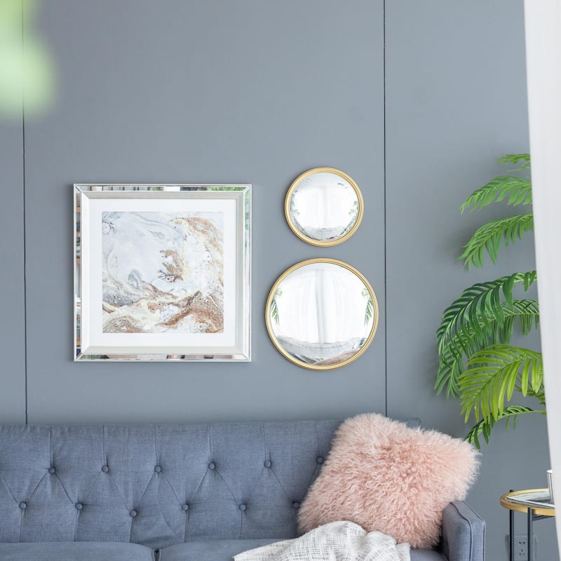 Golden Round Living Room Wall Mirror - 15"x15"