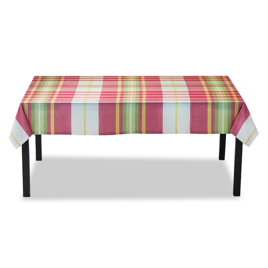 Lemoncello Plaid Cotton Tablecloth - Multicolor Spring/Summer Design, 84" x 60", Machine Washable