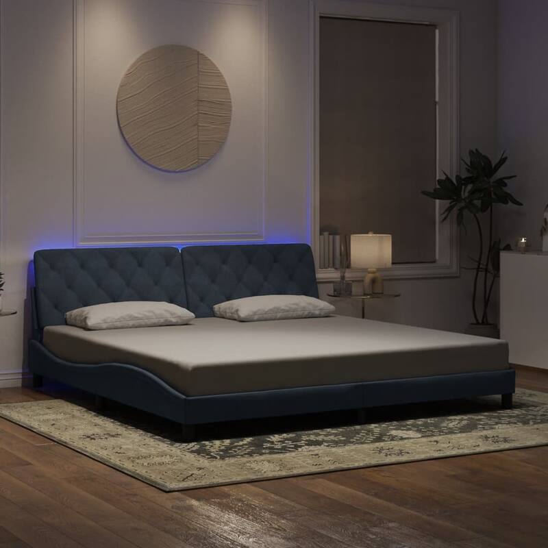 vidaXL Bed Frame with LED without Mattress Dark Gray Velvet - King