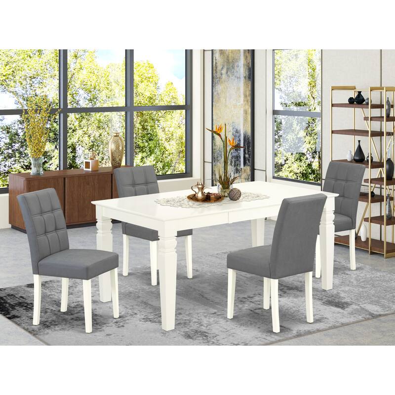 East West Furniture Dinette Set Includes a Rectangle Kitchen Table and Chairs, Linen White (Pieces Options) - WEAS5-WHI-41