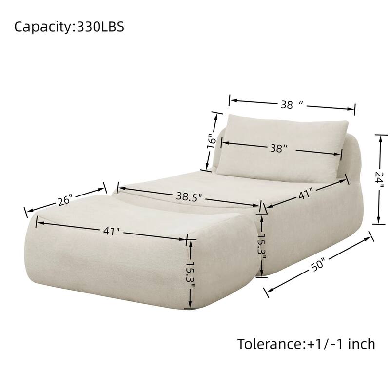 Bean Bag Chair Large Indoor Beanbag Sofa , Lazy Beanbag with waist pillow&Ottoman for Bedroom