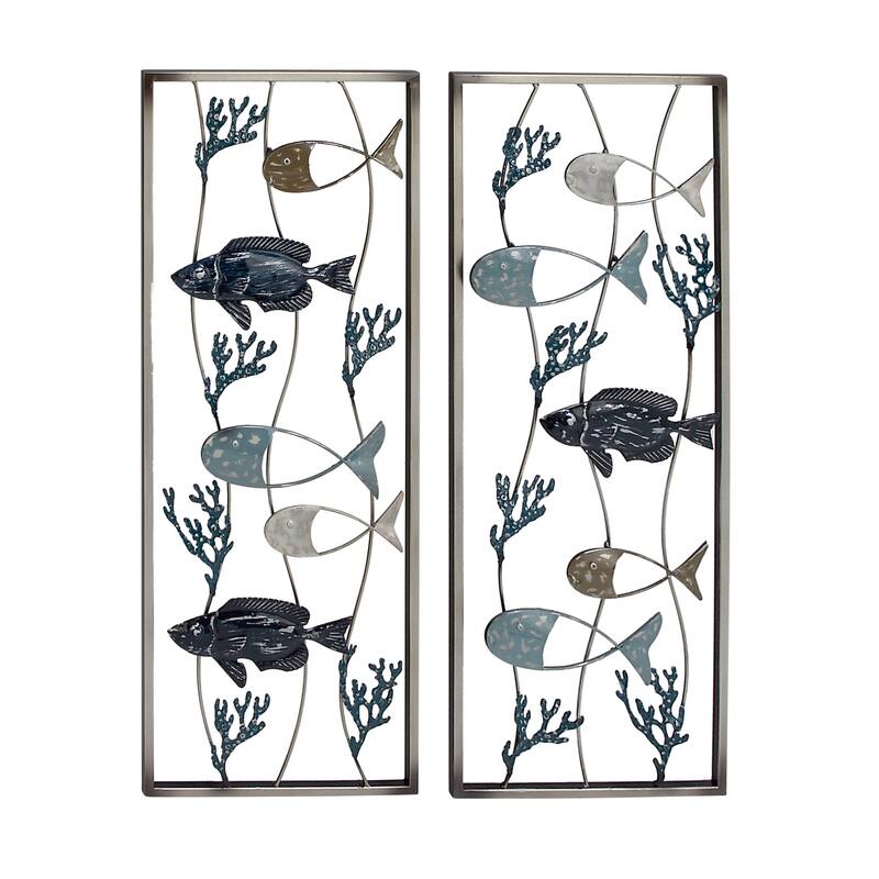 Metal Fish Home Wall Decor - Set of 2 Blue - Roche River Decor