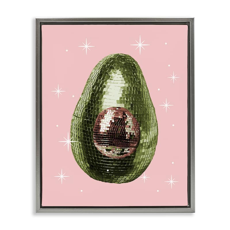 Stupell Luminous Disco Avocado Framed Floater Canvas Wall Art Design By Lil' Rue - 17 x 21 - Grey