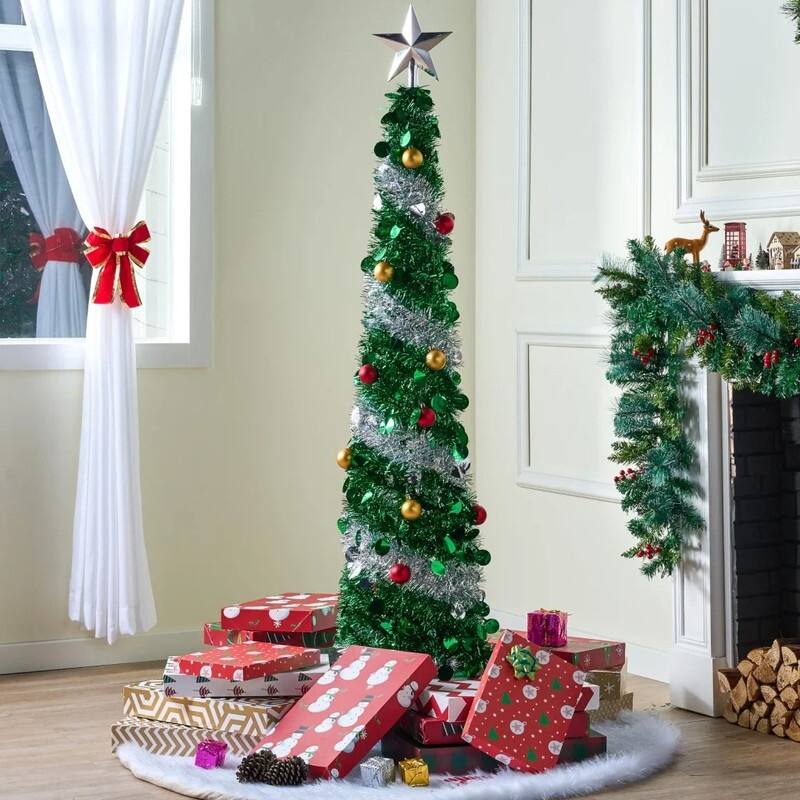 5 FT Pre Lit Tinsel Christmas Tree