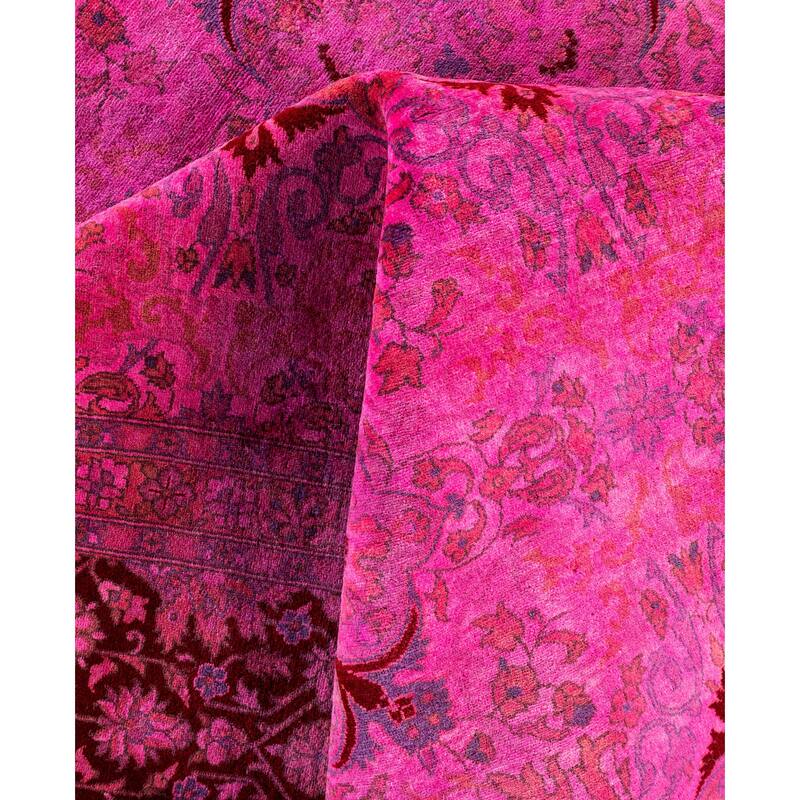 Overdyed One-of-a-Kind Hand-Knotted Area Rug - Pink - 9' 1" x 18' 10"