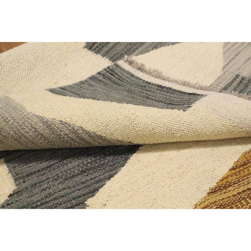 Hand Woven Oriental 100% Wool Carpet Southwestern Modern Beige & Ivories Kilim Area Rug - 5' 1'' X 3' 3''
