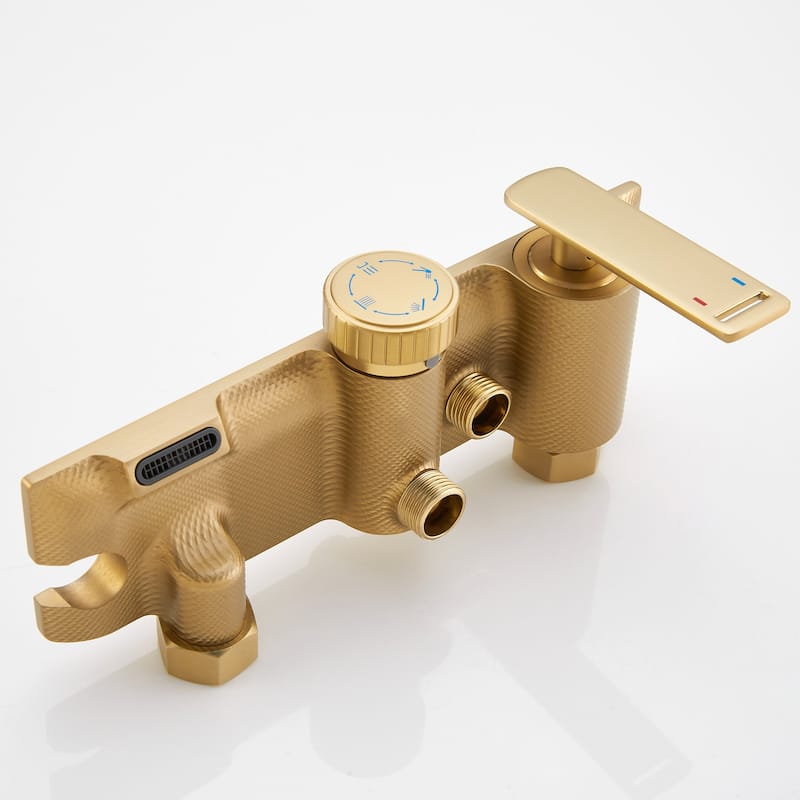 46"H Solid Brass 4-Function Exposed Shower System with Bidet Sprayer and Tub Spout