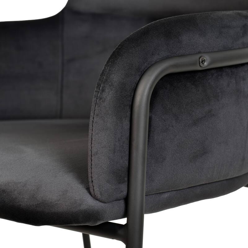 LeisureMod 40" Velvet Upholstered Bar Stool - Counter Height Bar Stool with Stainless-Steel Frame and Footrest for Home Bar