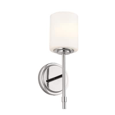 Kichler Lighting Ali 1-Light Polished Nickel Wall Sconce with Glass Shade - 14.5 in