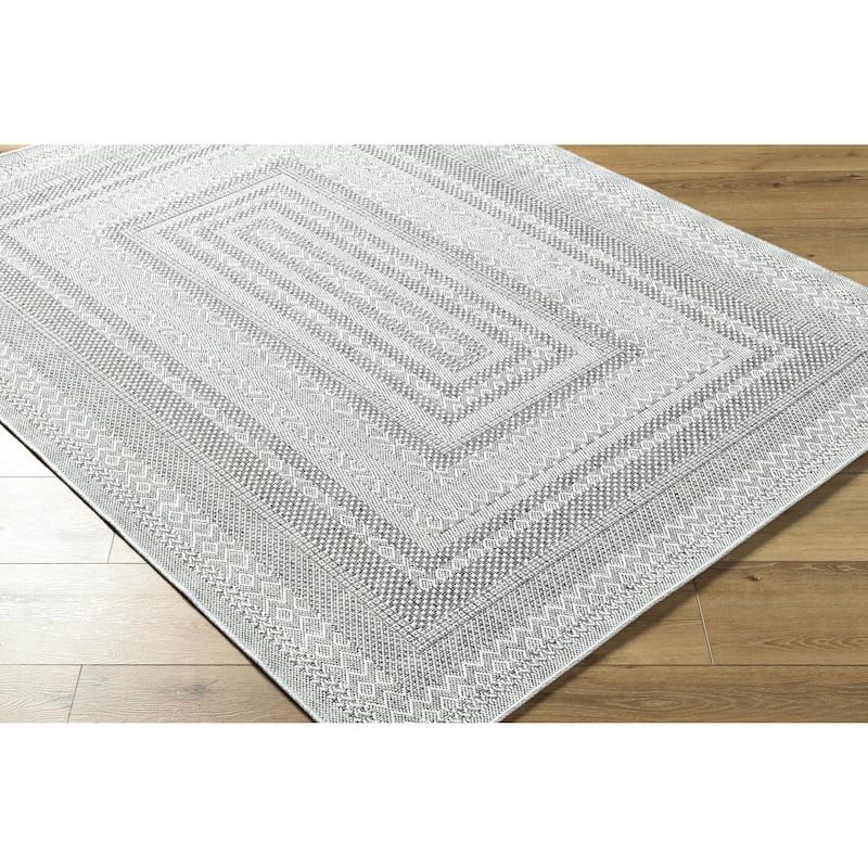 Livabliss Pismo Beach Cottage Border Outdoor Area Rug