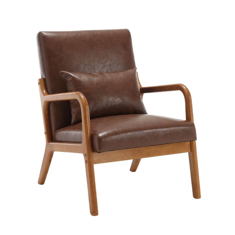 Homefun Corduroy Upholstered Mid-Century Modern Wood Frame Single Armchair for Living Room
