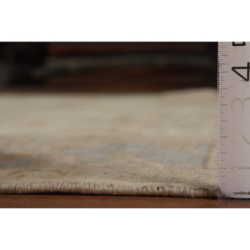 Hand Knotted Oriental 100% Wool Carpet Transitional All-Over Beige & Ivories Oushak Area Rug - 9' 9'' X 8' 2''