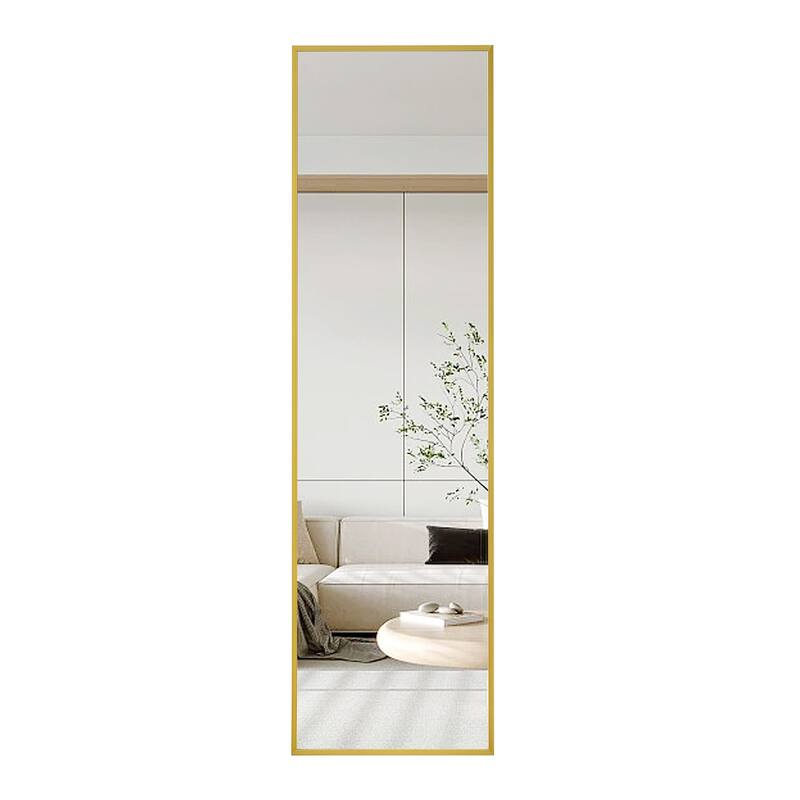 Roomfitters Wall Mounted Full Body Mirror with Transparent Aluminum Frame, 59"x15.7" Modern Decorative Mirror, Transparent
