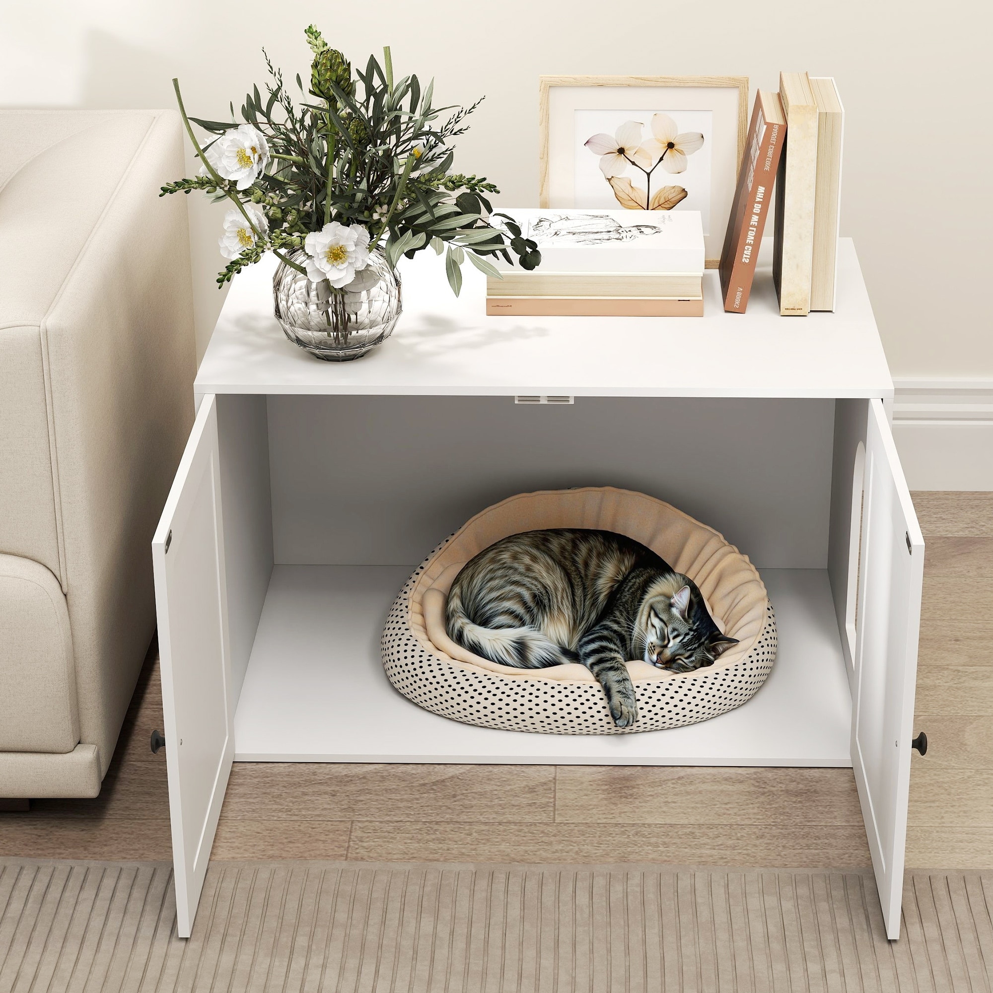 PawHut Cat Litter Box Enclosure, Hidden Litter Box Furniture with Barn  Door, Cat Hole, Indoor Pet House Washroom, End Side Table - Overstock -  42850531