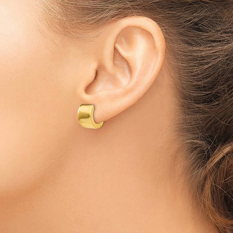 Curata 14k Yellow Gold Polished Hinged Earrings - 10x9mm Wide