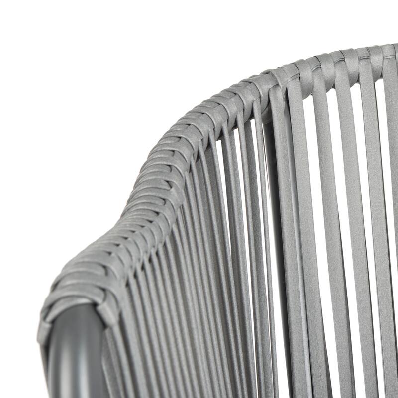 SAFAVIEH Outdoor Abril Rope Chair - Grey (Set of 2) - 22Wx25Dx30H