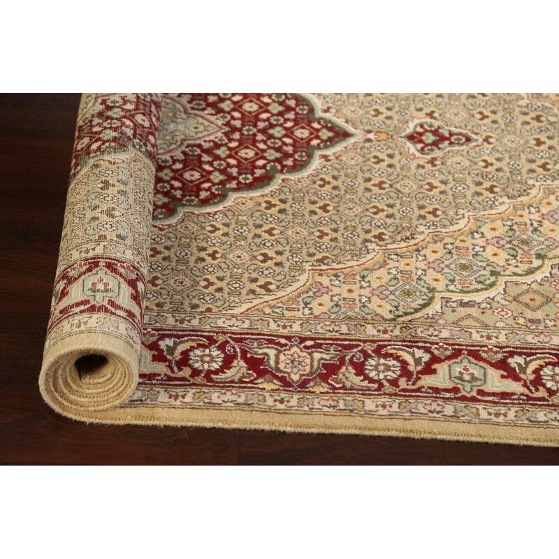 Wool/ Silk Vegetable Dye Tabriz Mahi Oriental Area Rug Hand-knotted - 4'0" x 6'4"