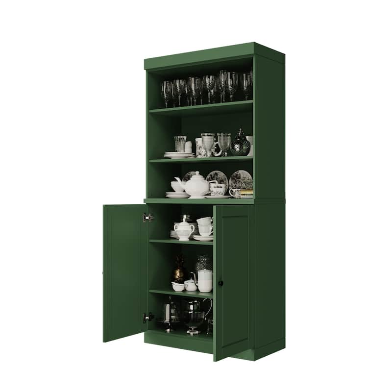 100% Solid Wood 32" Kitchen Pantry Cabinet with 2 Doors by Palace Imports - Green - Solid