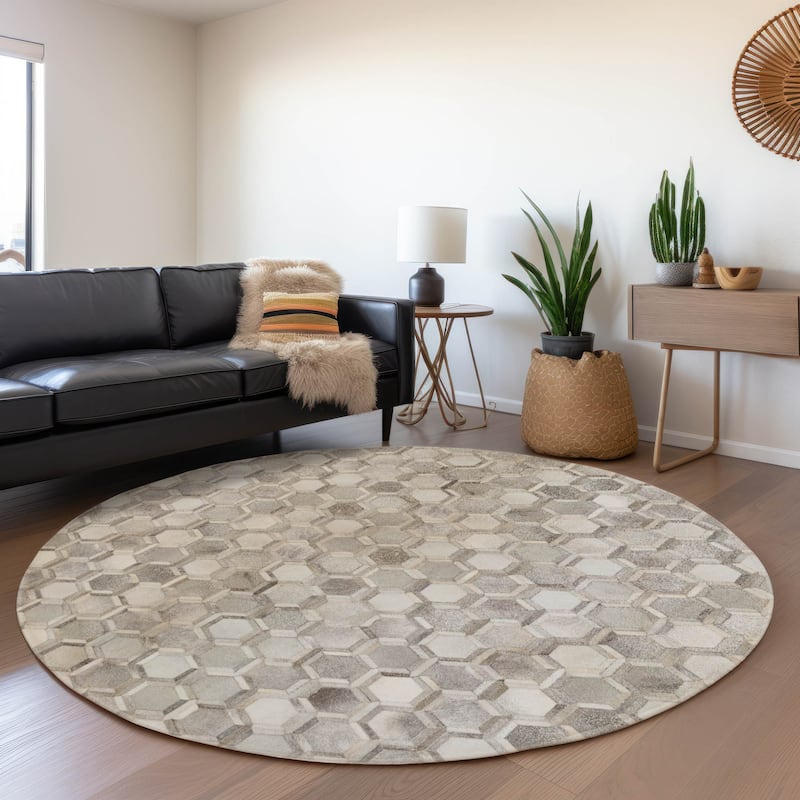 Premium Washable Super Soft Traditional Casual Mayfield Rug - Gray - 8' x 8' - Round