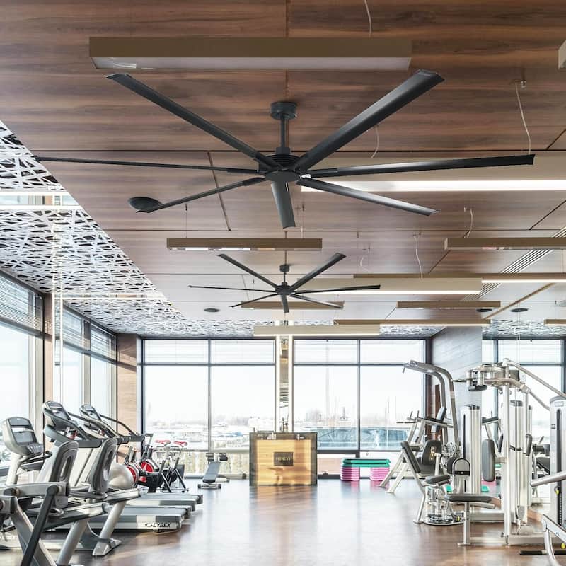 Ceiling Fan Modern 84" Industrial 7-Blade Black Metal