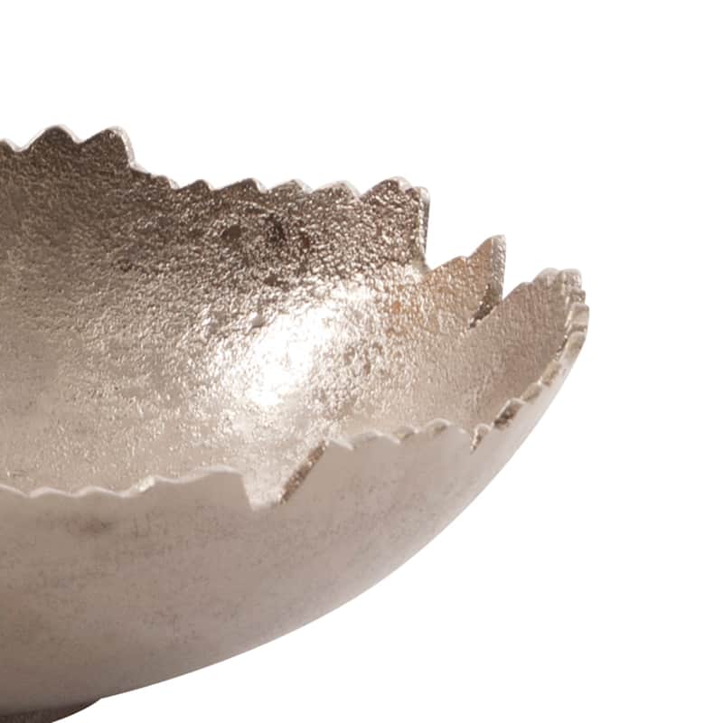 Silver Orchid Round Decorative Broken Edge Metal Bowl