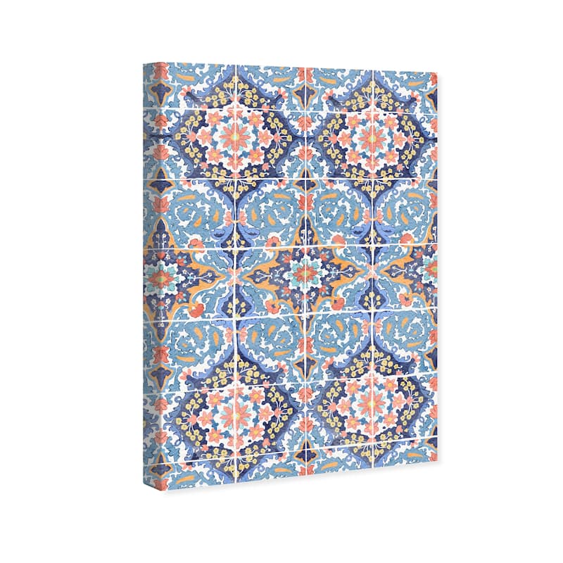 Wynwood Studio Abstract Subtle Floral Wings Blue and Pastel Orange Modern & Contemporary Wall Art Canvas Print