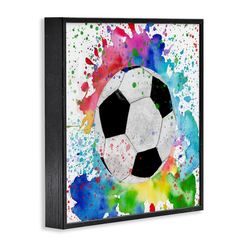 Stupell Vivid Splash & Soccer Ball Framed Giclee Art Design By Kim Allen