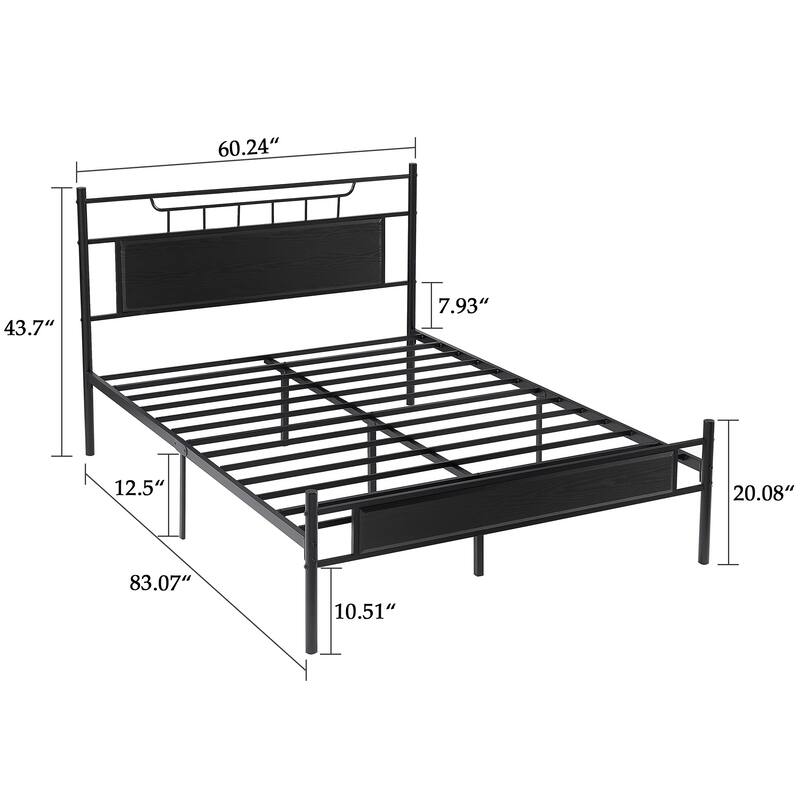 Javlergo Platform Bed Frame with Wooden Headboard Mattress Foundation/No Box Spring Needed