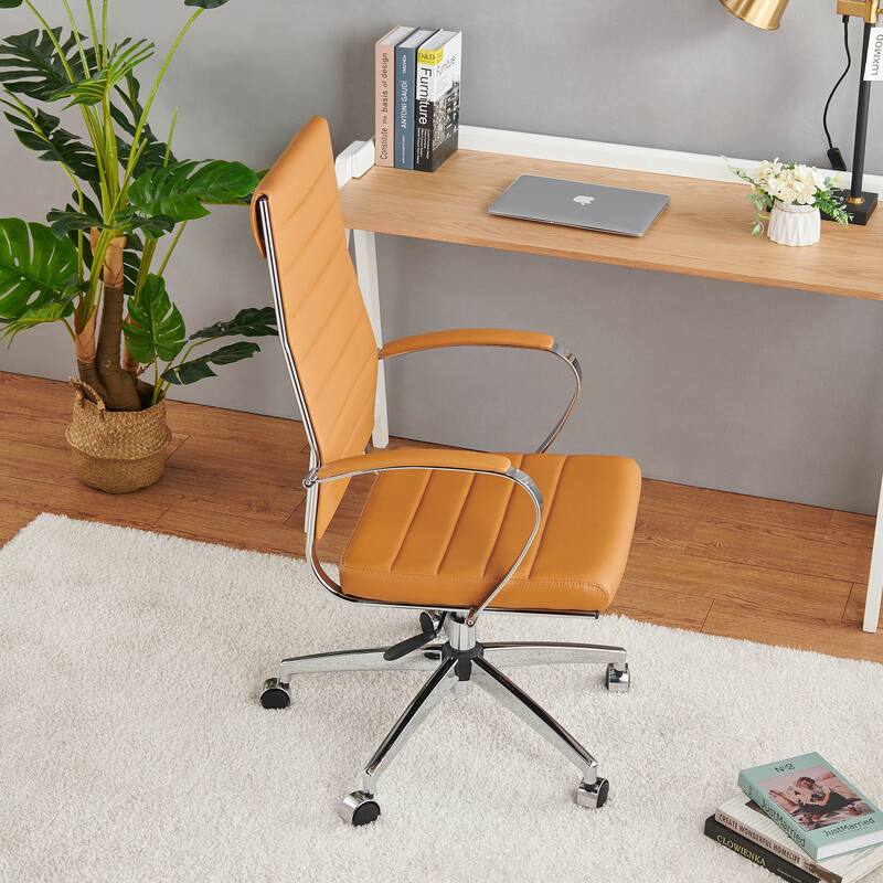 LUXMOD® Office Chair Faux Leather Silver Frame Adjustable and Swivel