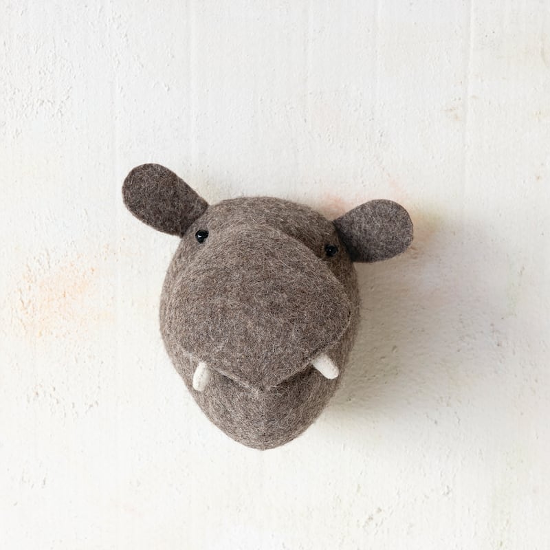 Handmade Wool Felt Head Wall Hanging - Hippo
