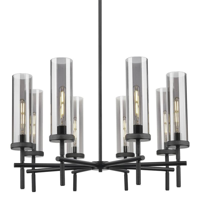 Innovations Lighting 471-8CR-20-32 Lincoln Chandelier Lincoln 8 Light - Matte Black / Light Smoke
