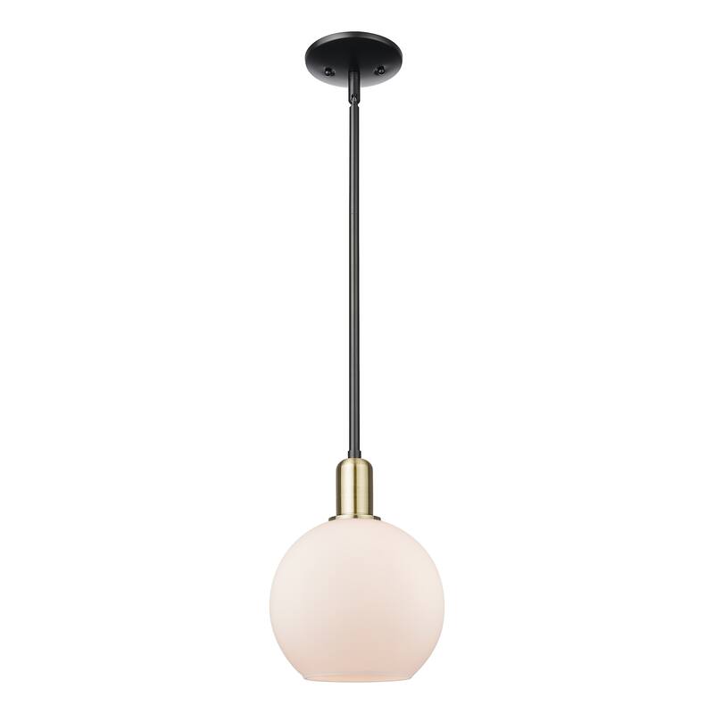 Innovations Lighting Endless Possibilities Arcadia - Athens - 1 Light 8" Stem Hung Mini Pendant - Matte White/Black Antique Brass