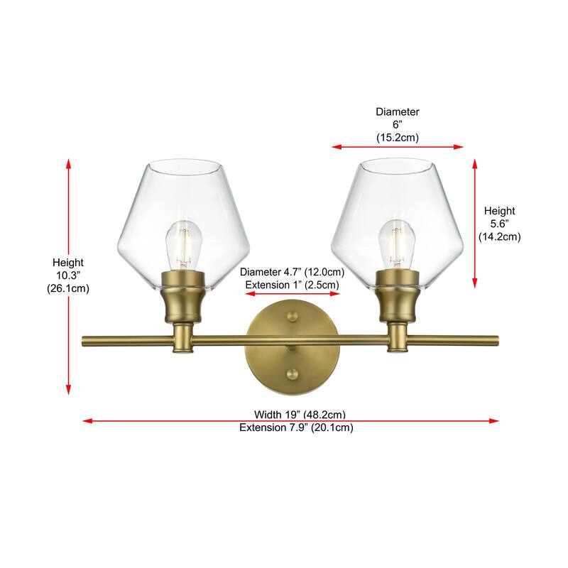 Gerald 2-Light Wall Sconce - 19.1/10.2 - 19.1/10.2