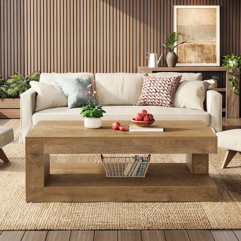 47.3" Farmhouse Rectangular Coffee Table for Living Room