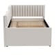 preview thumbnail 19 of 46, Daybed Captain Bed Upholstered Bed with Trundle and 3 Drawers, Elegance Stripe Design L-Shaped Upholstered Daybed Platform Bed