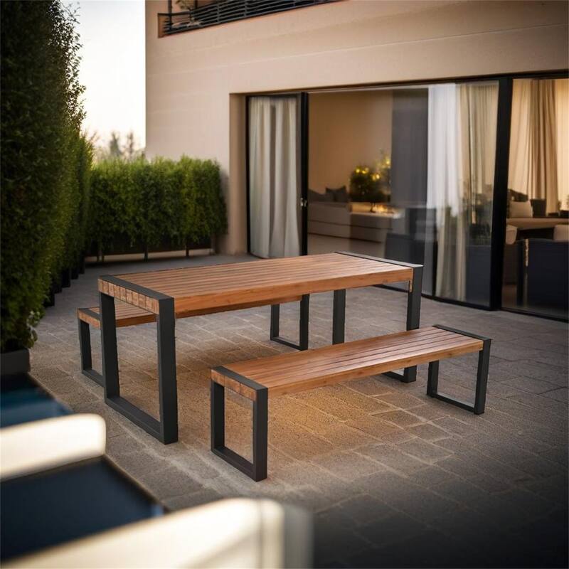 3-pieces Outdoor Dining Table - Acacia Wood