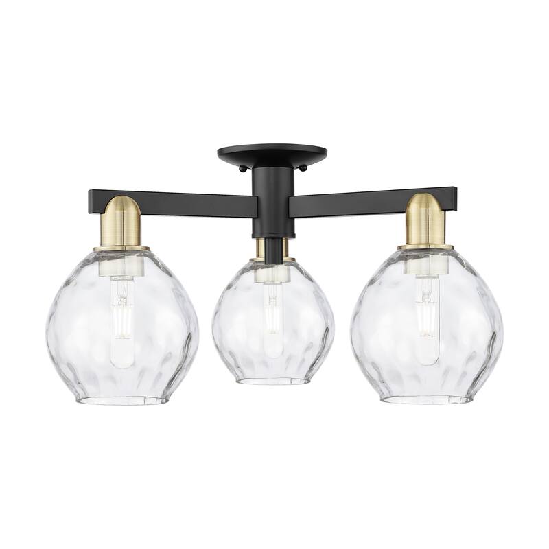 Innovations Lighting Endless Possibilities Arcadia - Waverly - 3 Light 24" Semi-Flush Mount - Clear/Black Antique Brass