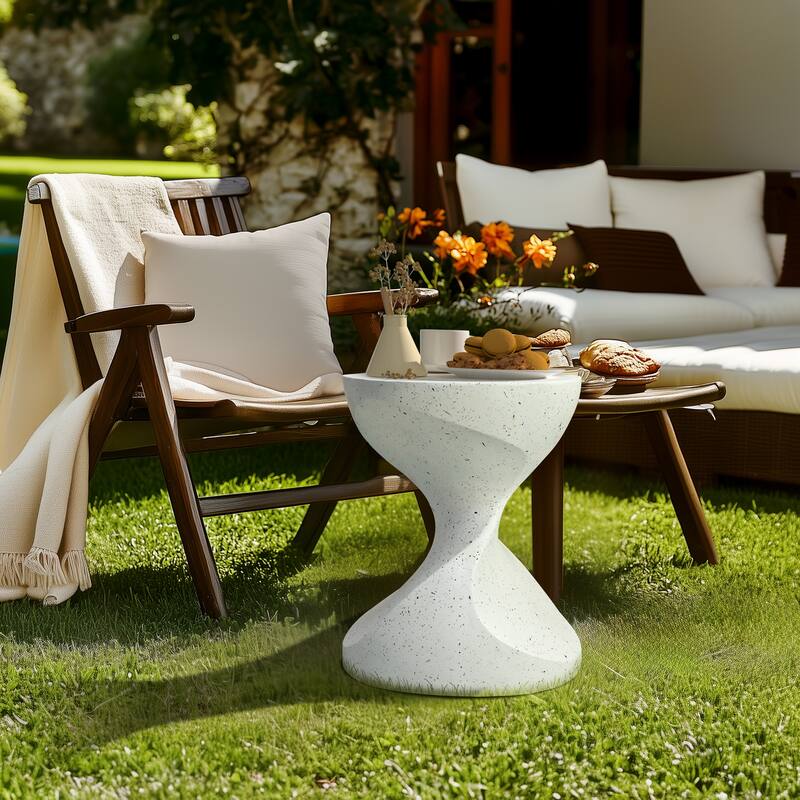 Outdoor Side Tables Faux Terrazzo Decorative Garden Stool
