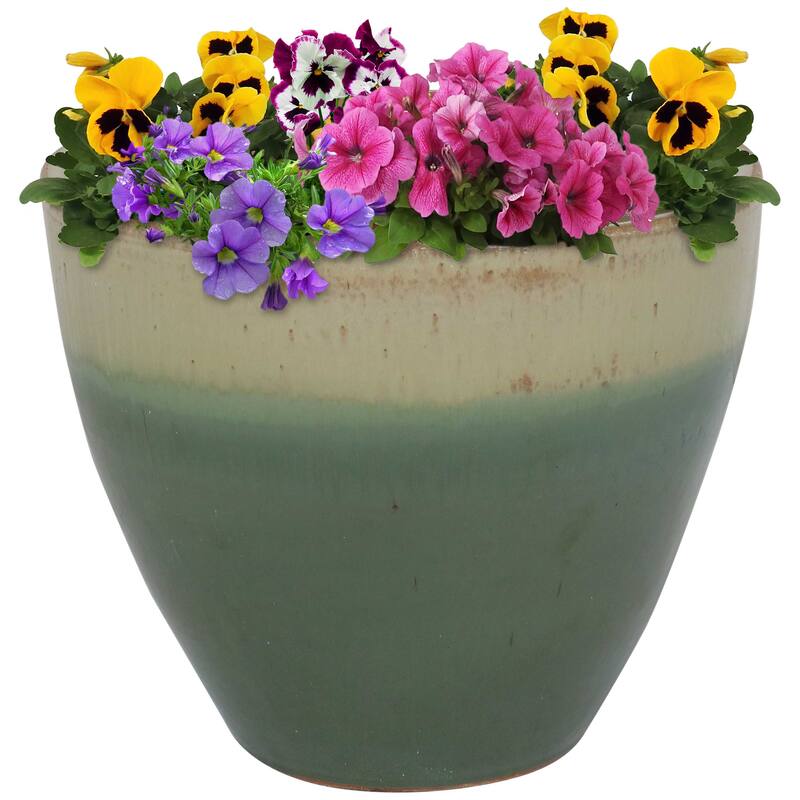Sunnydaze Resort Glazed Ceramic Planter 13-Inch