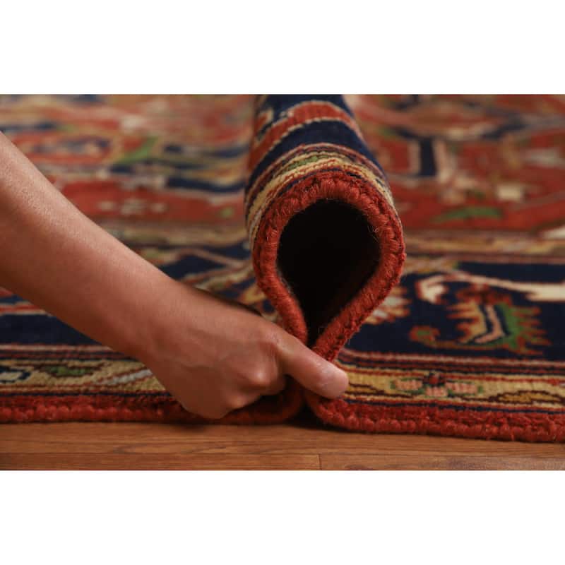 Hand Knotted Oriental 100% Wool Carpet Traditional Medallion Oranges & Rust Heriz (serapi) Area Rug - 11' 10'' X 8' 11''