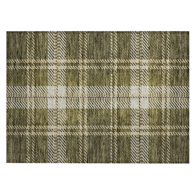 Machine Washable Indoor/ Outdoor Chantille Plaid Cozy Rug