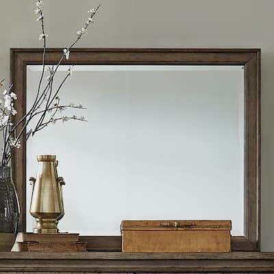 Americana Farmhouse Dusty Taupe Landscape Mirror - Beige/Brown