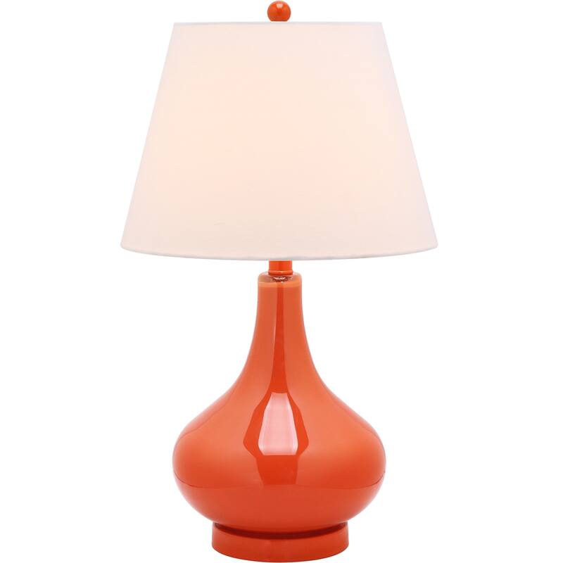 SAFAVIEH Lighting Sunshine 24-inch Blood Orange Gourd Glass Table Lamp - 14"x14"x24" - 14Wx14Dx24H